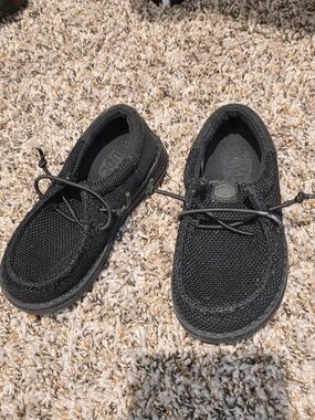 Hey Dude Kids Black Mesh Slip-Ons with Elastic Laces